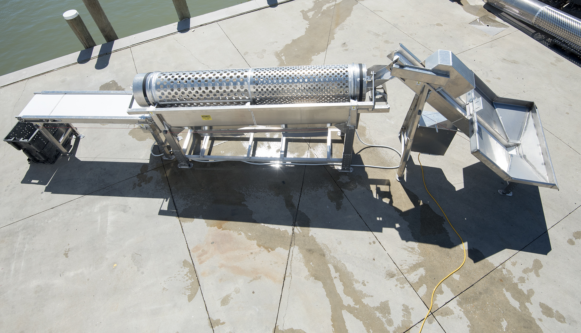 Hoopers Island oyster aquaculture processing equipment tumbler and sorter