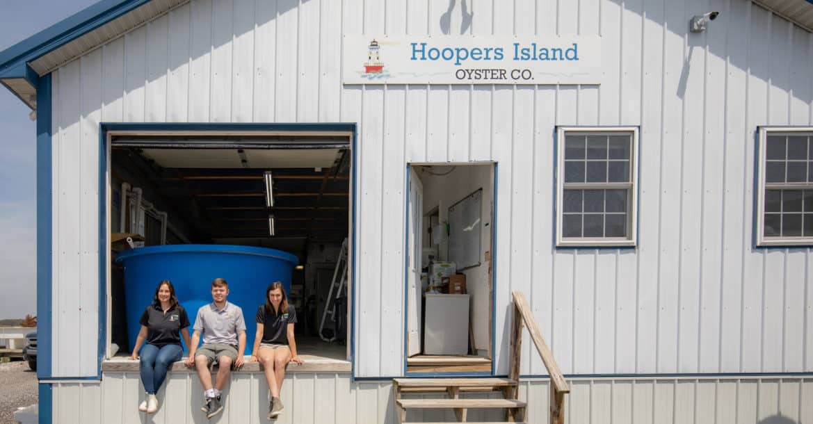 Hoopers Island Oyster Hatchery team in Crocheron Maryland
